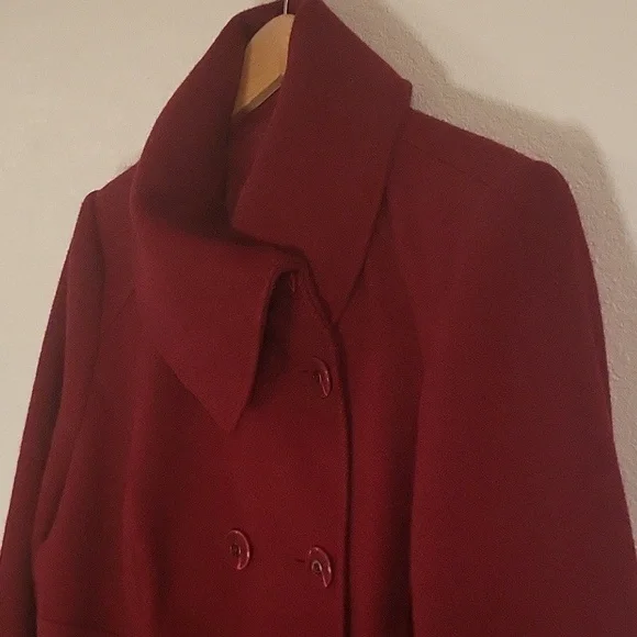 Vintage Lane Bryant Double Breasted Deep Red Peacoat sz 14/16 Lined, Wool Blend - Picture 5 of 14